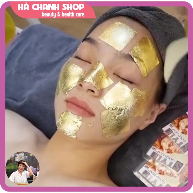 Mặt Nạ Vàng Lá 24K STYLE GOLD LEAF gói 10 Miếng Vàng Lá 24K Nguyên Chất Kích Thước 4.33 x 4.33cm Dưỡng Ẩm Làm Trắng Sáng