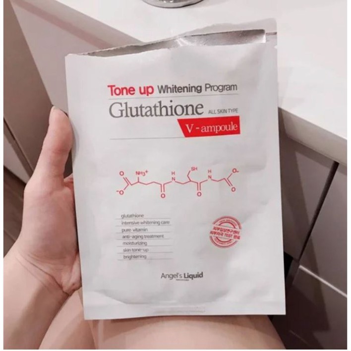 Mặt Nạ Dưỡng Trắng Da Angel's Liquid Tone Up Whitening Program Glutathione V-ampoule Mask Pack