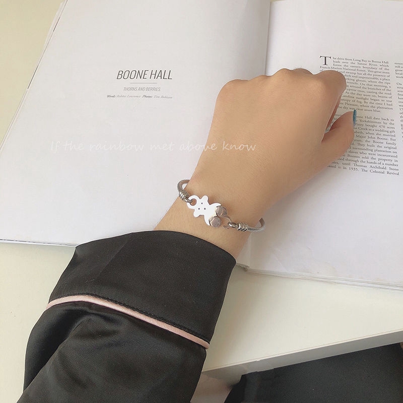 Vòng Đeo Tay Kim Loại Thiết Kế Đơn Giản Hình Chú Gấu