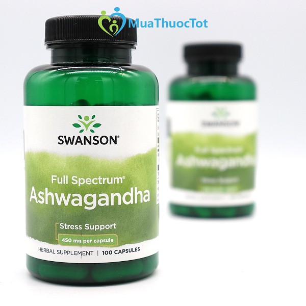 Swanson Full Spectrum Ashwagandha 450mg hỗ trợ giảm căng thẳng và hỗ trợ năng lượng 100 viên