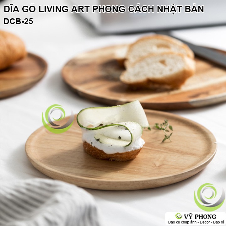 DĨA GỖ TRÒN PHONG CÁCH NHẬT BẢN LIVING ART VINTAGE TRANG TRÍ BẾP ĐẠO CỤ CHỤP ẢNH SẢN PHẨM INS DCB-25