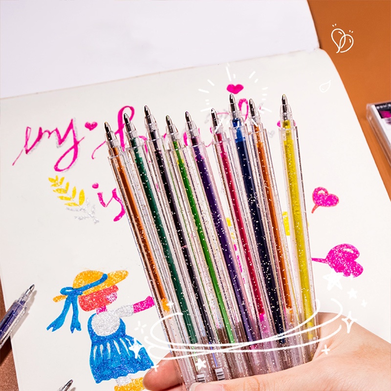 Bút Gel kim tuyến nhiều màu sắc bắt sáng trang trí sổ tay