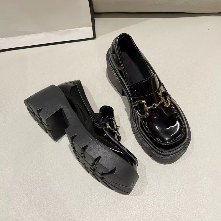 Giày Lười Da Đế Dày 6CM Tăng Chiều Cao Phong Cách Preppy Thời Trang Cho Nữ