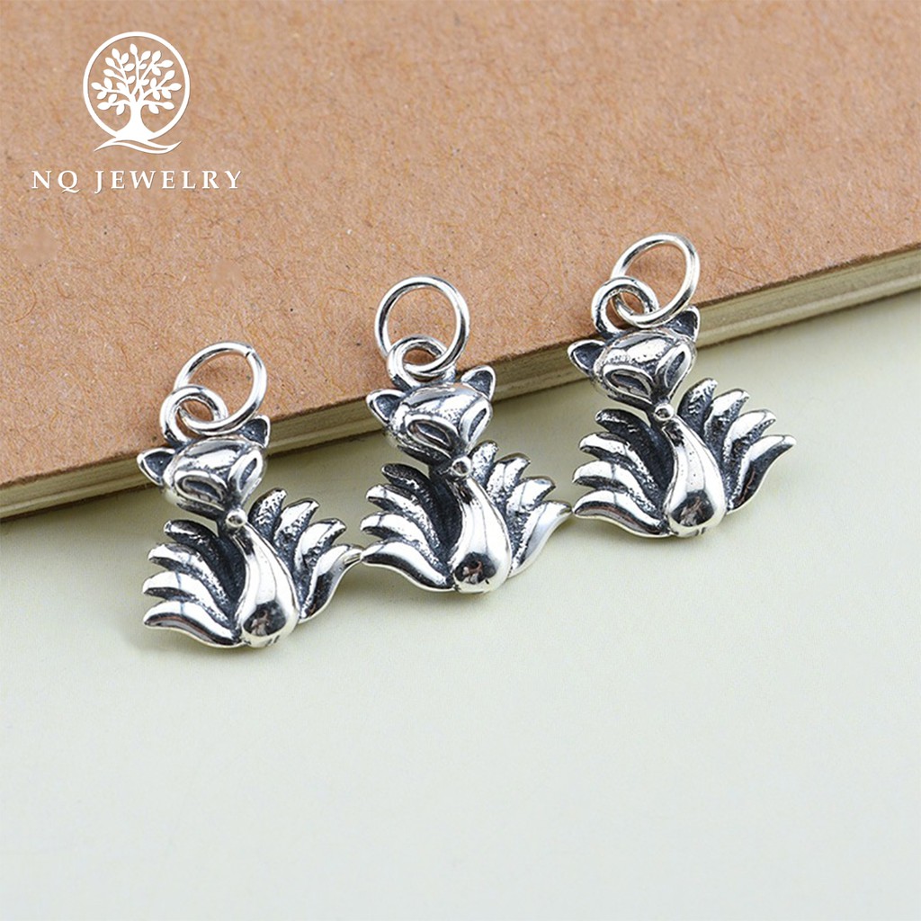 Charm bạc trắng hồ ly treo - NQ Jewelwery