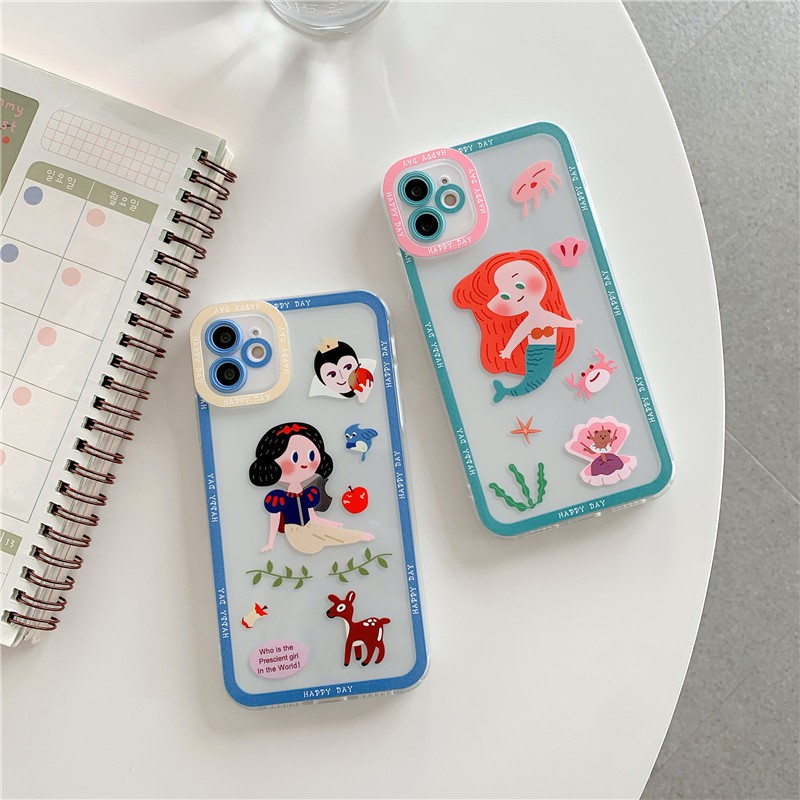 Dễ Thương Ốp Điện Thoại Tpu Nhám Chống Sốc In Hình Công Chúa Tiên Cá Hoạt Hình Cho Iphone 12 11 Pro Max X Xs Max Xr 8 7 Plus