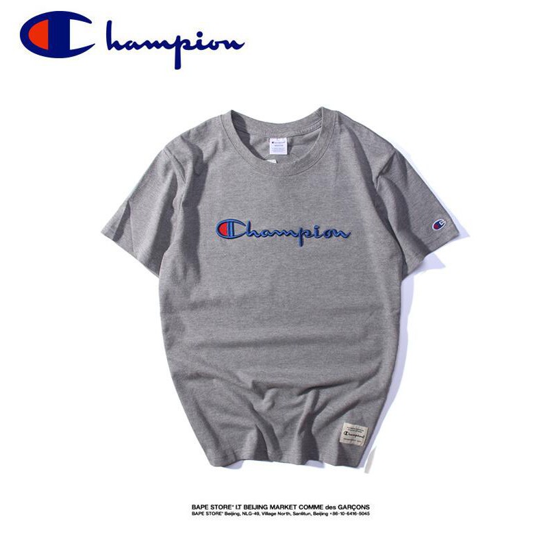 Áo thun cotton ngắn tay thêu chữ Champion cho nam nữ | BigBuy360 - bigbuy360.vn