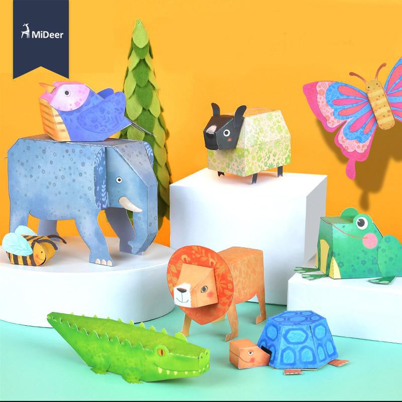 Bộ giấy Origami xếp hình thủ công 3D động vật Mideer 3D Origami Animal và mẫu Máy Bay 36 tờ giấy My Mickey Shop