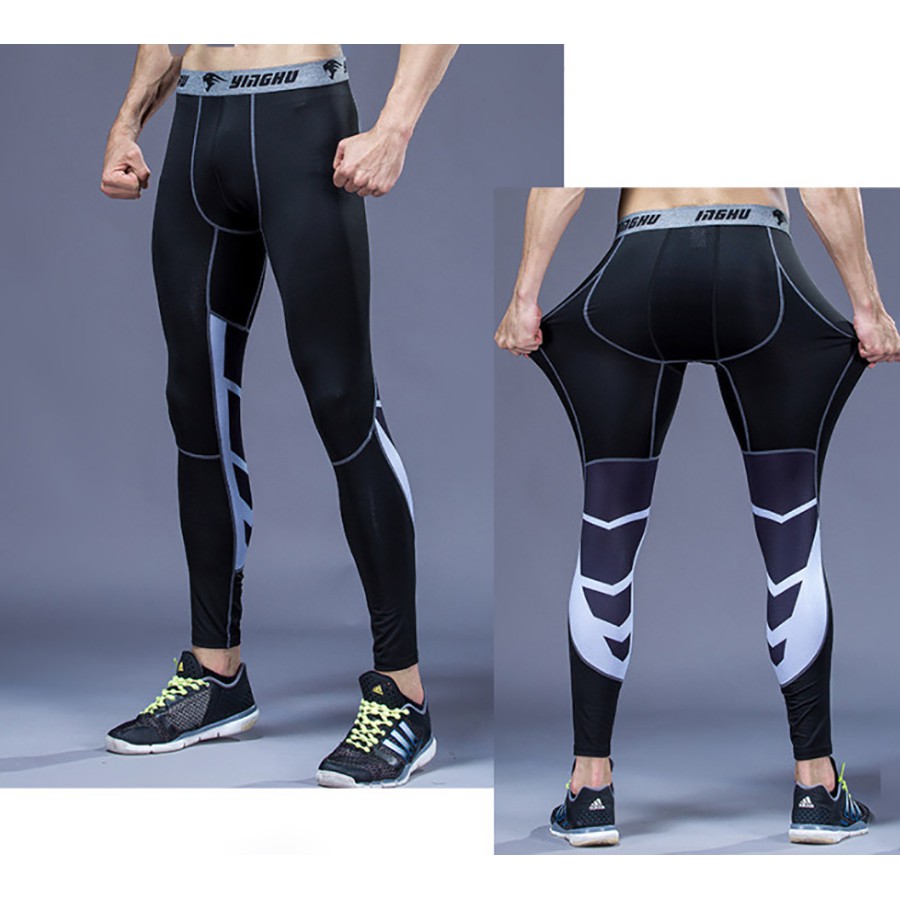 Quần Legging Nam Màu Đen Xám Chuyên Tập Gym & Chạy Bộ YINGHU