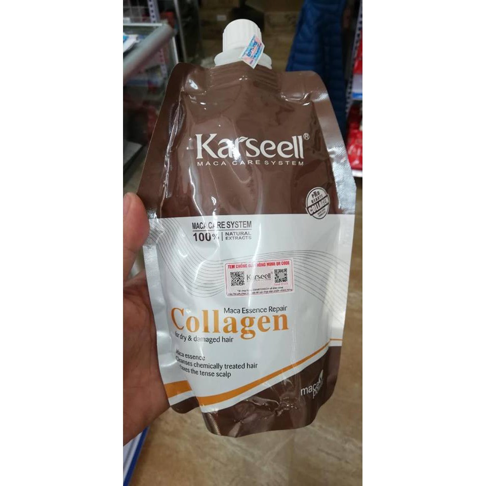 [Chính Hãng] Kem Hấp - Ủ- Xả Phục Hồi Tóc Collagen Karseell Maca Dạng Túi 500ML