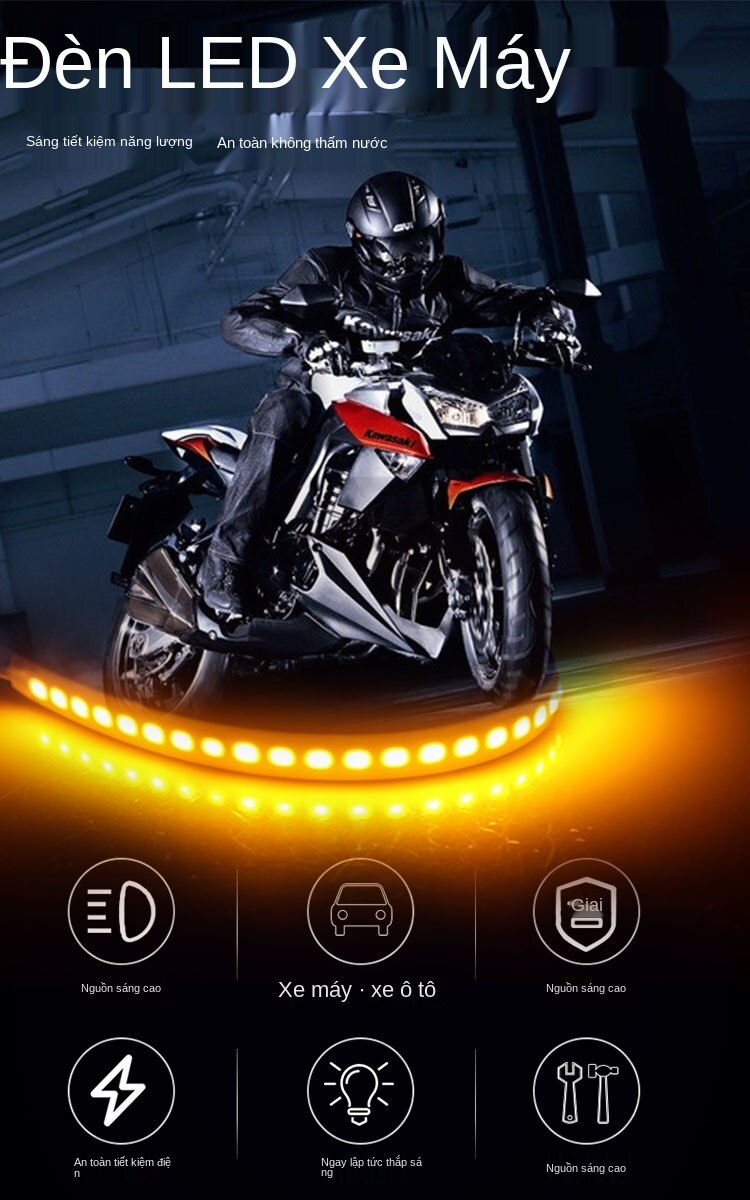 Cross Motorcycle Sửa đổi Đèn lái phía trước Giảm xóc Đèn LED Vòng tay lái Sửa đổi Đèn LED Turn Ring