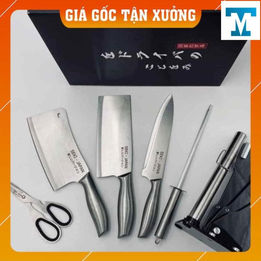 [FREE SHIP - HÀNG CHUẨN] BỘ DAO THÉP KHÔNG GỈ LIỀN CÁN - BỘ DAO 5 MÓN NHẬT BẢN CAO CẤP - CHÍNH HĂNG - SEKI