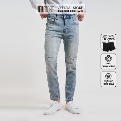 |Hẻm Store| Quần jean nam SATOSHI SAQJ29 màu xanh nhạt trơn, chất liệu slimfit co giãn form dày dặn | BigBuy360 - bigbuy360.vn