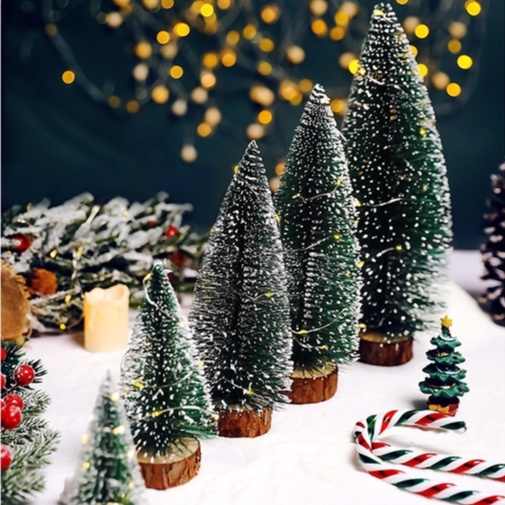 Cây Thông Noel Mini Lá Kim Trang Trí Để Bàn Đạo Cụ Chụp Ảnh Phụ Kiện Trang Trí Fishy Decor