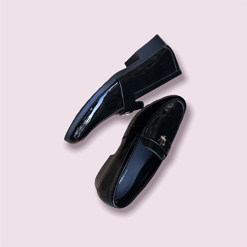 Giày lười nam - da bóng phụ kiện vương miệng sang trọng.MK01