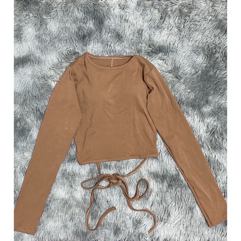 [Mã FASHIONT4WA2 giảm 10K đơn 50K] Áo kiểu khoét hở lưng sexy thun Borip phối dây cột nơ lưng | BigBuy360 - bigbuy360.vn