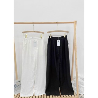 Quần đũi ống rộng nữ lưng cao khóa thật lưng chun - ba màu trắng - đen - Be/ Ống dài 100cm lên dáng suông đứng cực xinh