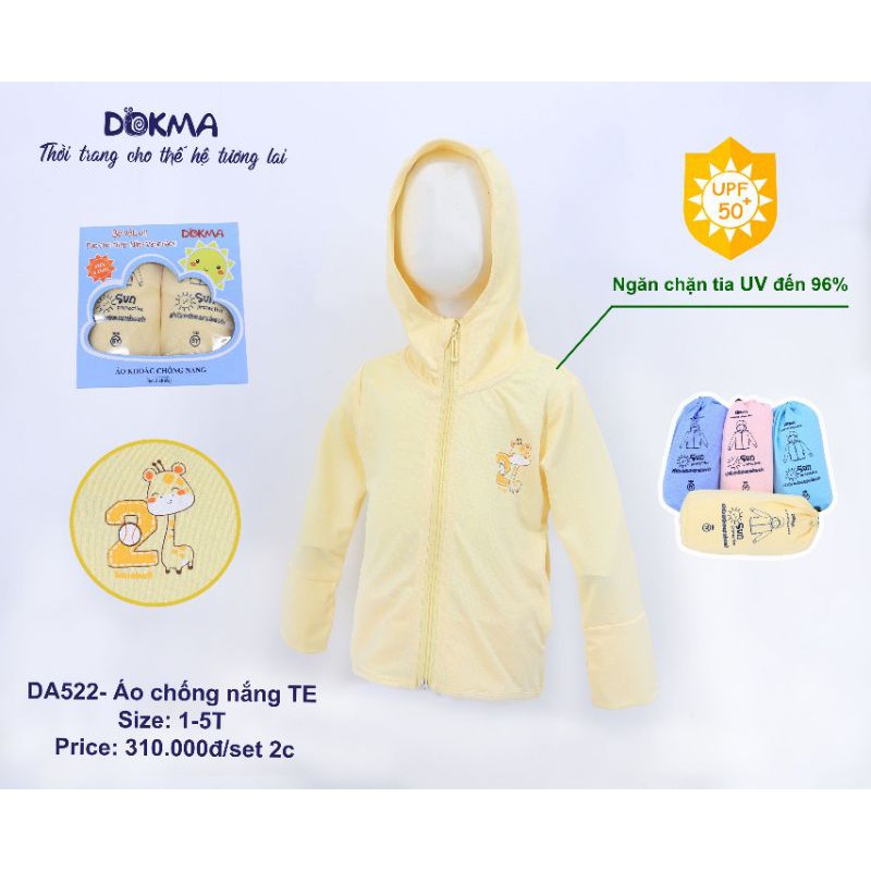 Áo chống nắng Dokma 1-5 tuổi, áo khoác cotton bé trai, bé gái chính hãng