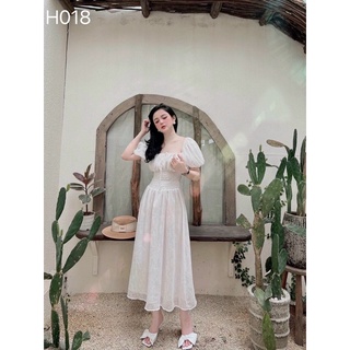 LIKEHER - ĐẦM MAXI TAY PHỒNG CHUN EO H018