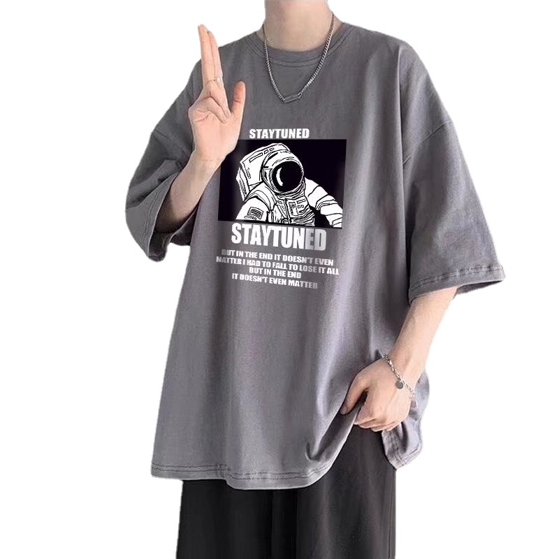 【M-8XL】Áo Thun Dáng Rộng In Hình Phi Hành Gia Phong Cách Hip Hop Thời Trang Mùa Hè Hàng Mới Dành Cho Nam Sinh
