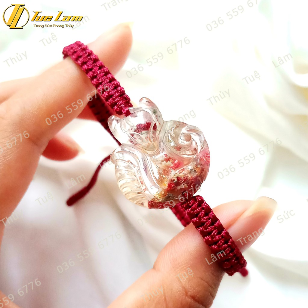 [Handmade] Vòng Chỉ mặt Hồ Ly đuôi cuộn đá ưu linh đỏ