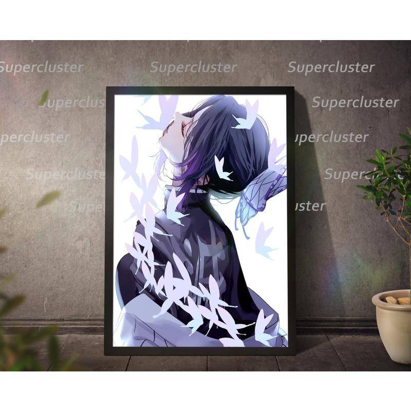 Tranh Vải Bạt Treo Tường Trang Trí In Hình Anime Demon Slayer Kochou Shinobu