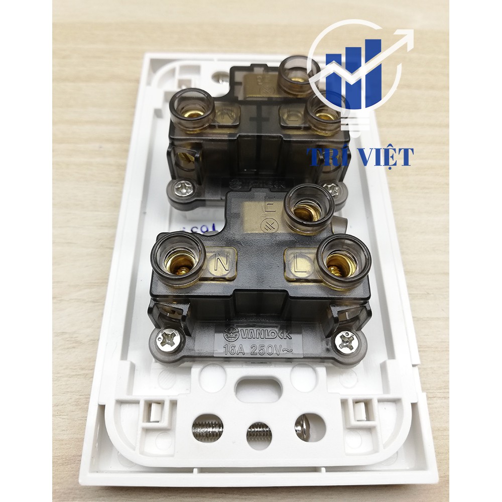 Mặt ổ cắm 2 ổ cắm 3 chấu SINO VANLOCK - Ổ cắm điện, ổ cắm âm tường, ổ cắm nổi [NOWSHIP 2H]