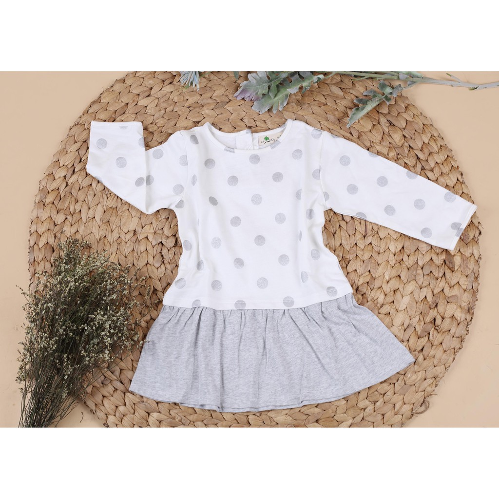 Váy nỉ da cá thu đông phối cotton dài tay họa tiết bé gái size 2-7T, cho bạn từ 11-23kg. Chất nỉ da cá dày dặn, siêu bền