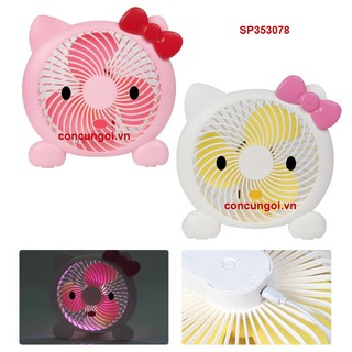 Quạt bàn pin mèo Kitty đèn sạc USB , HR1927