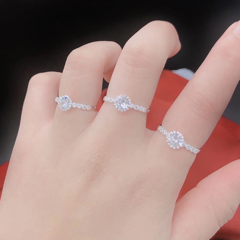 Nhẫn nữ đính đá bạc ta sáng bóng , tặng kèm hộp đựng - Vàng bạc Khải Khải