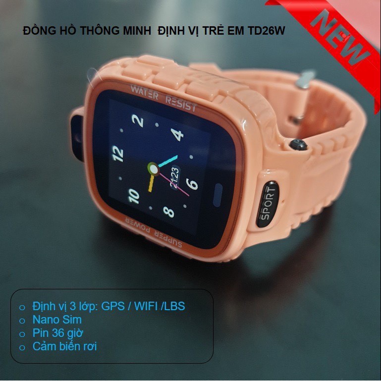 Đồng Hồ thông minh định vị trẻ em TD26W nghe gọi - Chống nước - Định vị 3 lớp- Cảm ứng nhạy