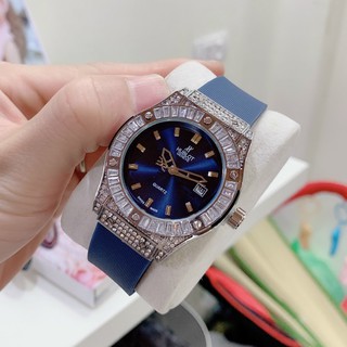 (Hublot nữ) Đồng hô nữ Hublot dây silicon hương vani dính đá viền, bả hành 12 tháng - Đồng hồ thời trang