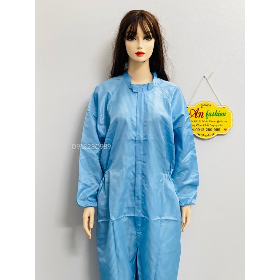 Áo liền quần chống tĩnh điện, chống bụi dùng trong phòng sạch phòng lab _ Hình chụp thật