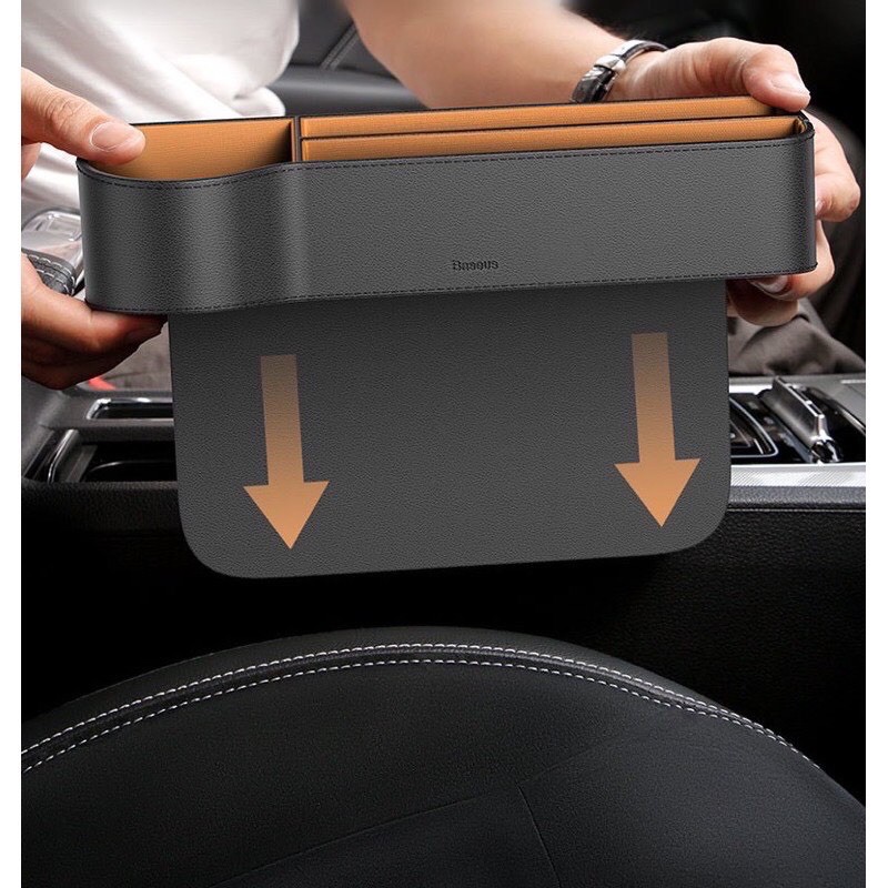 ✅giảm giá - khay để đồ cạnh nghế oto tiện lợi gọn gàng baseus bằng da xịn