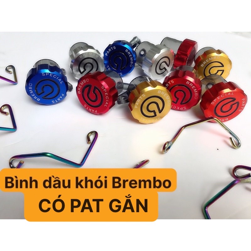 01 Bình dầu khói Brembo và pat gắn bình dầu màu titan gắn mọi loại xe máy dùng phanh thắng đĩa - Đủ màu - Đèn xe Việt