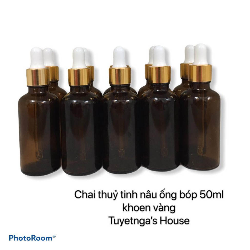 BỘ 10 CHAI THỦY TINH NÂU ỐNG BÓP 50ML