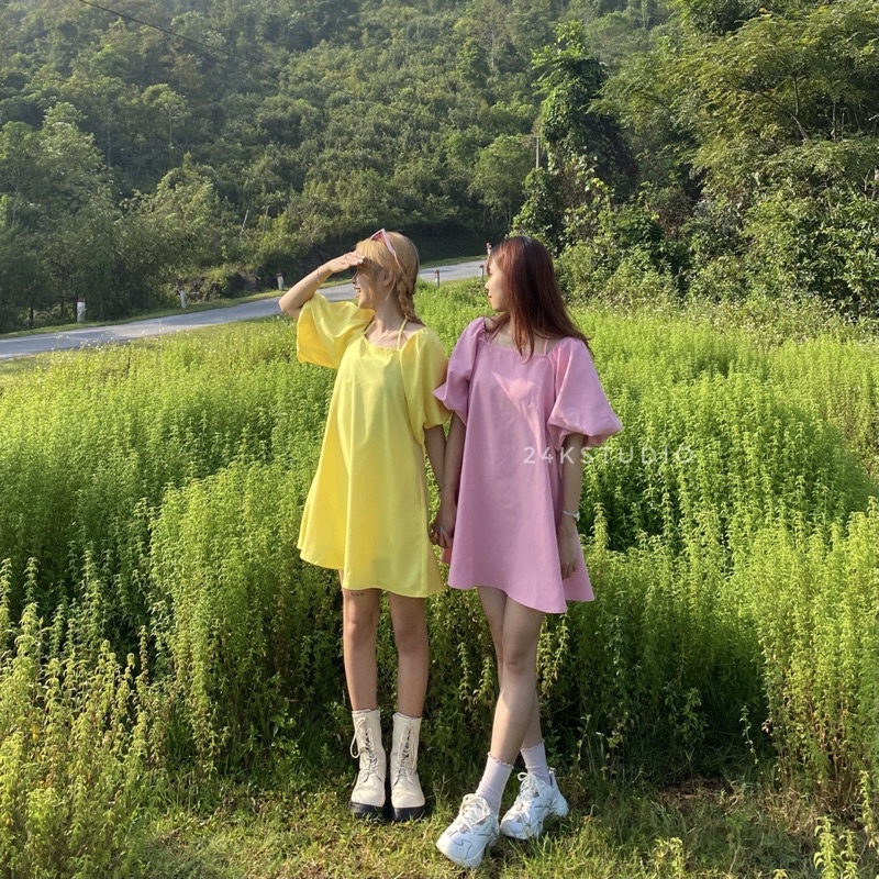 Solar dress - Váy/đầm babydoll dáng ngắn tay bồng 24KSTUDIO