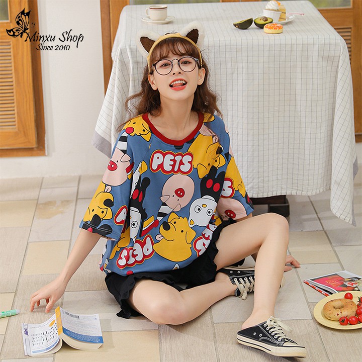 Bộ Mặc Nhà, Bộ Ngủ Cotton Cao Cấp - Cá Tính, Trẻ Trung, Phong Cách Hàn Quốc A23