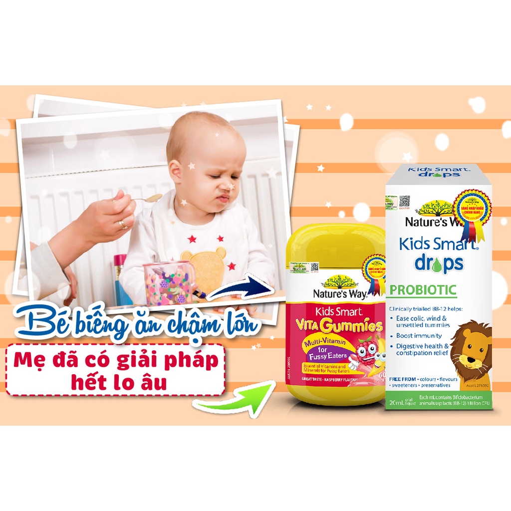 Vitamin Tổng Hợp Cho Trẻ Biếng Ăn Nature's Way Kids Smart Vita Gummies MultiVitamin - Lọ 60 Viên