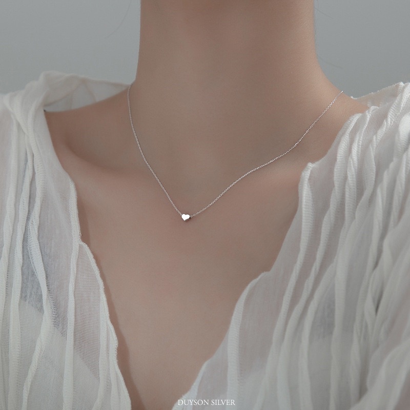 Vòng cổ nữ bạc trái tim Basic, Dây chuyền bạc nữ DUYSON SILVER mặt tim siêu nhỏ dễ thương [DCXK31]