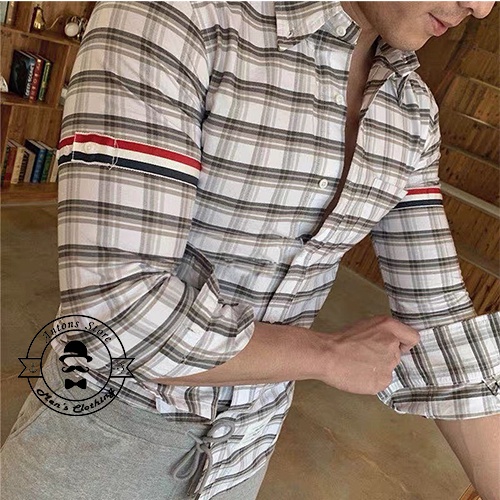 Sơ mi Thom Browne Kẻ Caro Viền Tay