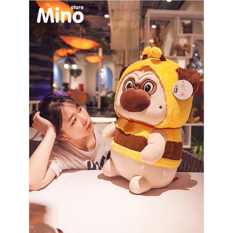 Gấu Bông Mèo Hoàng Thượng Béo Và Chó Mặt Xệ Cosplay Ong Vàng MINO Thú Nhồi Bông Chó Mèo Cute 60cm TH81