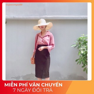 Chân váy thun vạt chéo, váy công sở kiểu đẹp vải giày dặn co giãn tốt màu đen