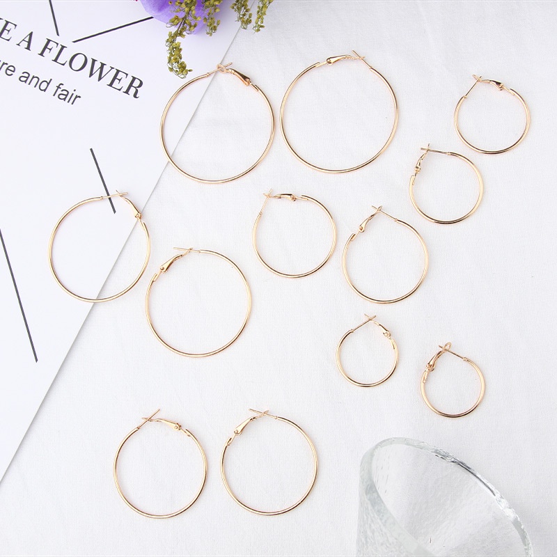 Bộ 6 Khuyên Tai Tròn Thiết Kế Đơn Giản Phong Cách Âu Mỹ Mới