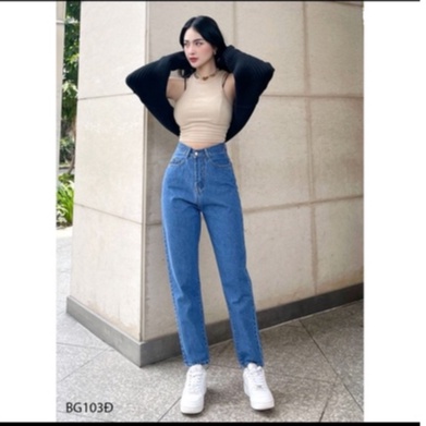 Quần Baggy Jean Nữ Trơn Basic Chất Bò Dày Dặn 4 màu Đen, Trắng và Xanh Dễ Mặc Dễ Phối