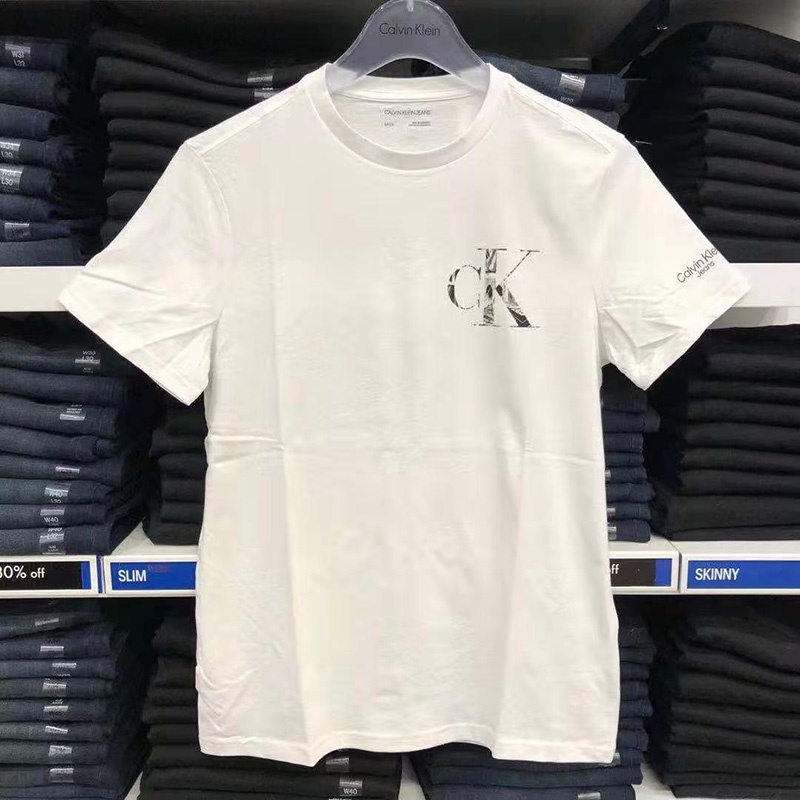 Áo Thun cotton Tay Ngắn Cổ Tròn In Chữ logo Calvin Klein Trẻ Trung Hợp Thời Trang Cho Nam