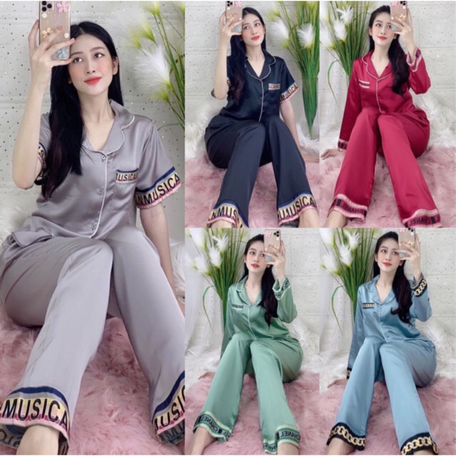 [Mã WARN25 giảm 25k đơn 200k] SIZE LỚN XL-2XL 👄 Bộ Pijama LỤA SATIN PHỐI CAO CẤP tay ngắn + tay dài, có túi quần