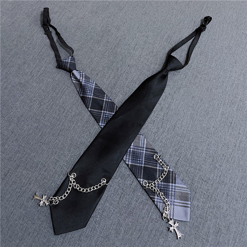 Cà vạt in sọc caro/ đen tuyền phong cách retro Hàn Quốc phương tây cho nam nữ