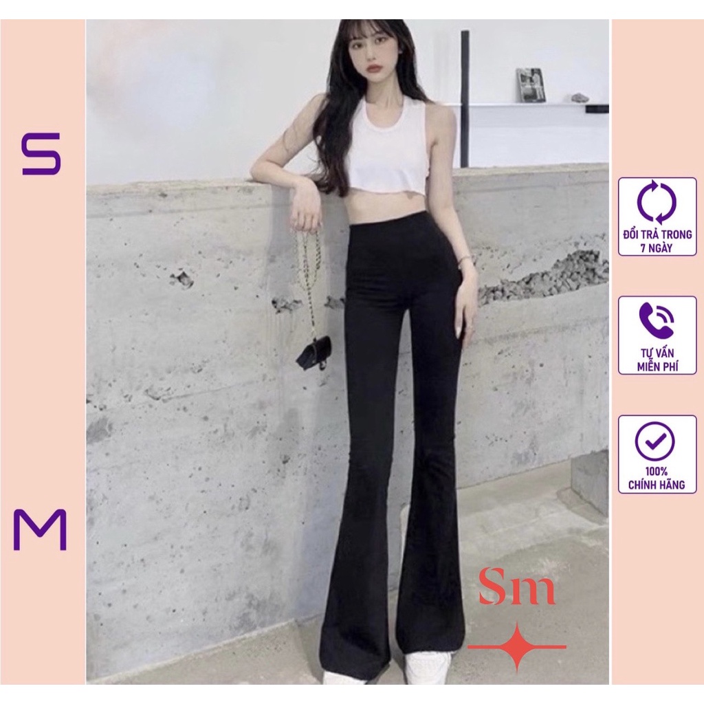 Quần ống loe cạp cao legging dáng dài ôm ống loe SM QD02