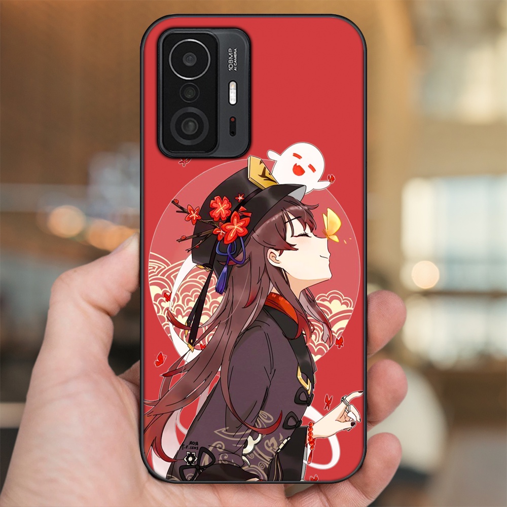 Ốp lưng Xiaomi 11T viền đen in hình Hutao Genshin Impact