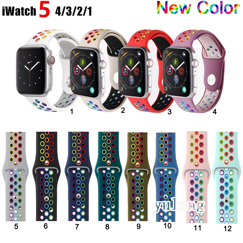 Dây đeo silicon thay thế cho đồng hồ thông minh Apple Watch Series 1 2 3 4 5 6 SE 38mm 40mm 42mm 44mm Series 7 41mm 45mm